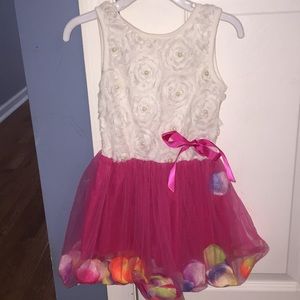 Pink tulle dress with rose petals
